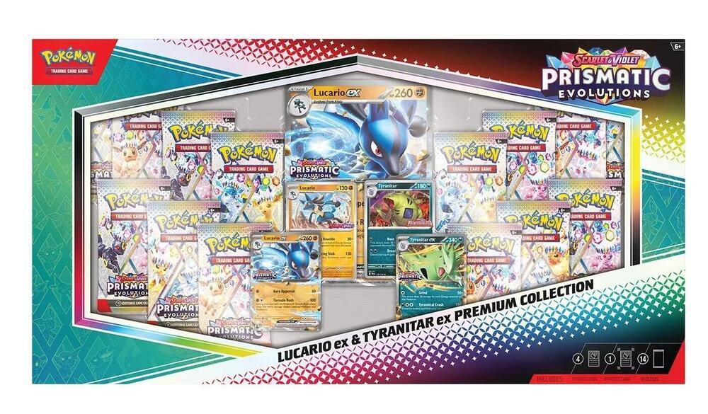 Prismatic Evolutions Lucario ex & Tyranitar ex Premium Collection (MCAP) (Sams Club Exclusive)
