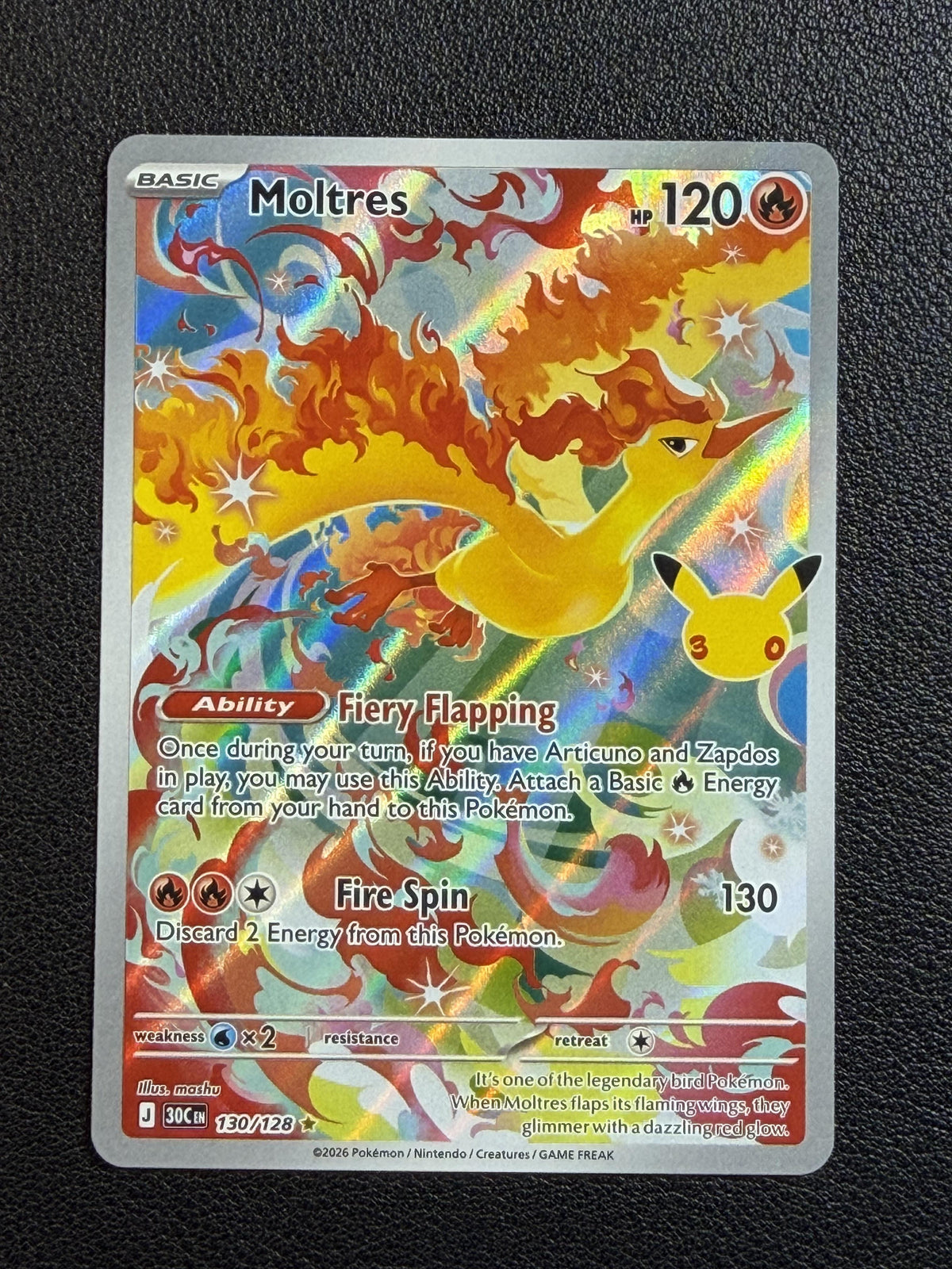 Pokemon ME: 30th Celebration #130/128 Moltres NM/MT