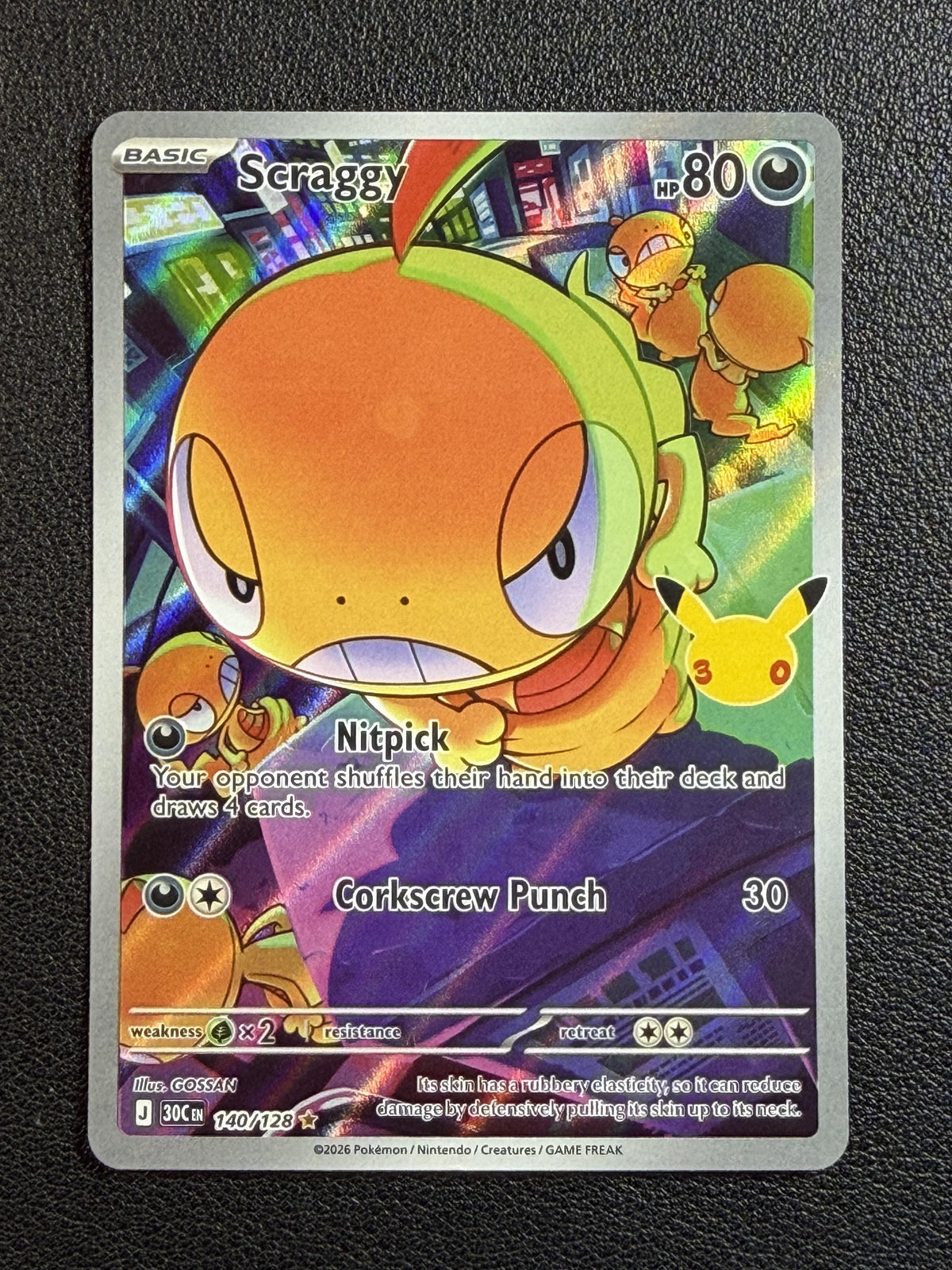 Pokemon ME: 30th Celebration #140/128 Scraggy NM/MT