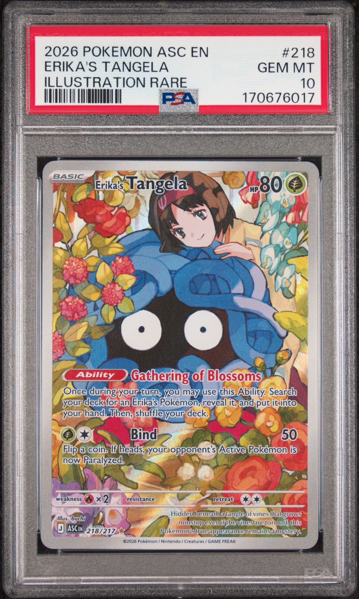 Pokemon Ascended Heroes #218 Erika's Tangela Illustration Rare PSA 10 GEM MINT