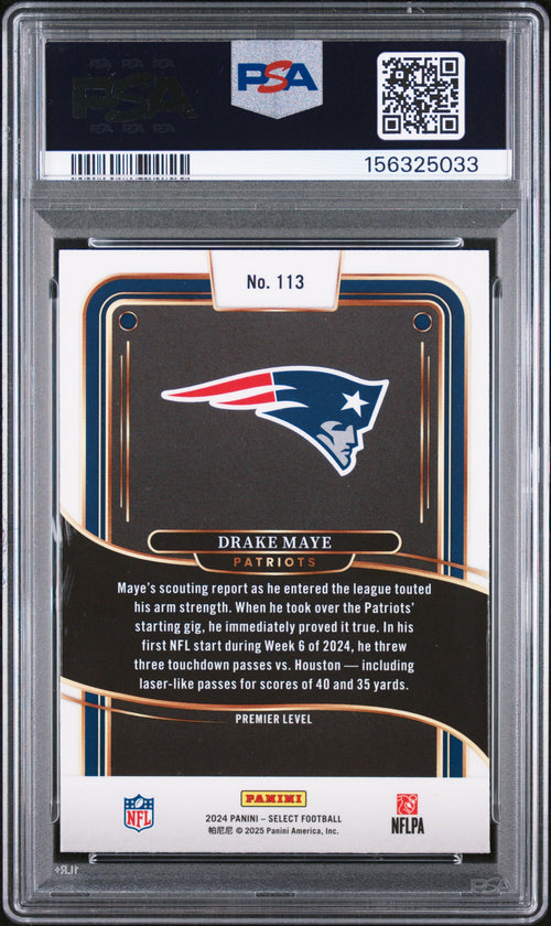 2024 Panini Select #113 Drake Maye PSA 9 MINT