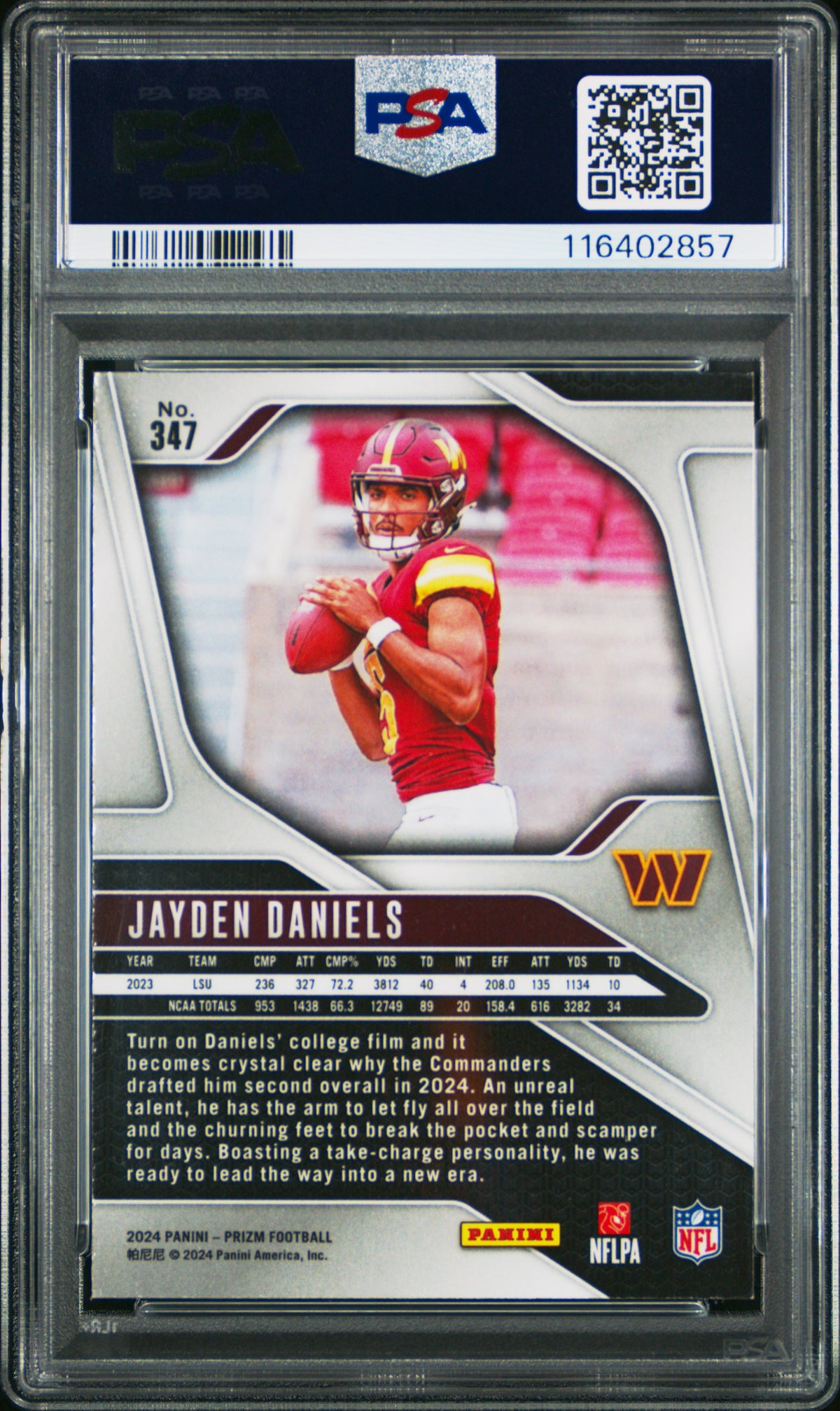 2024 Panini Prizm #347 Jayden Daniels PSA 9 MINT