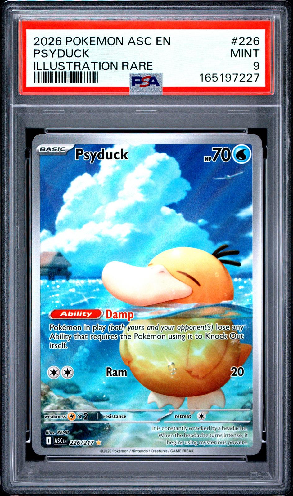 2026 Pokemon Ascended Heroes #226 Psyduck Illustration Rare PSA 9 MINT
