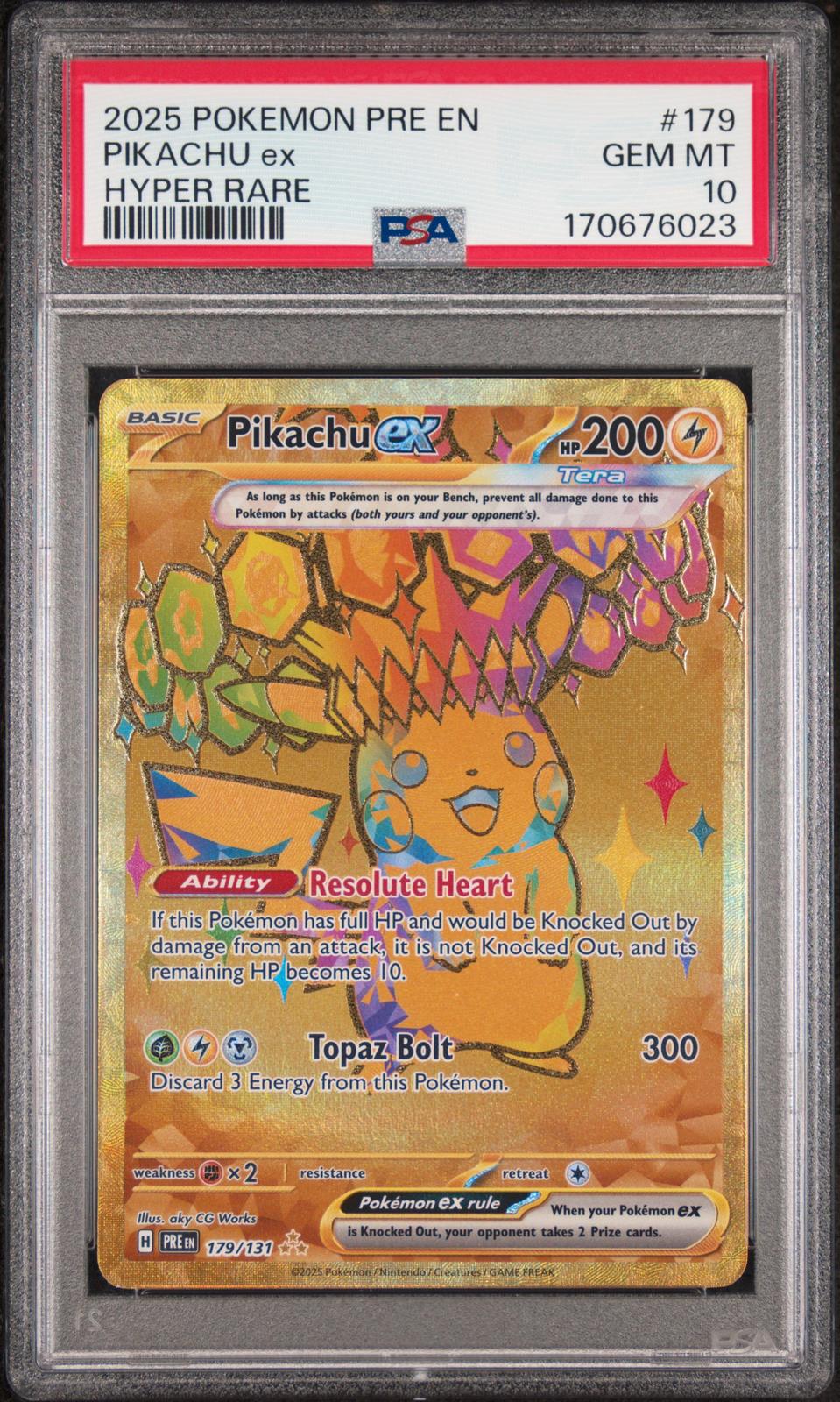 2025 Pokemon Prismatic Evolutions #179 Pikachu Ex Hyper Rare PSA 10 GEM MINT