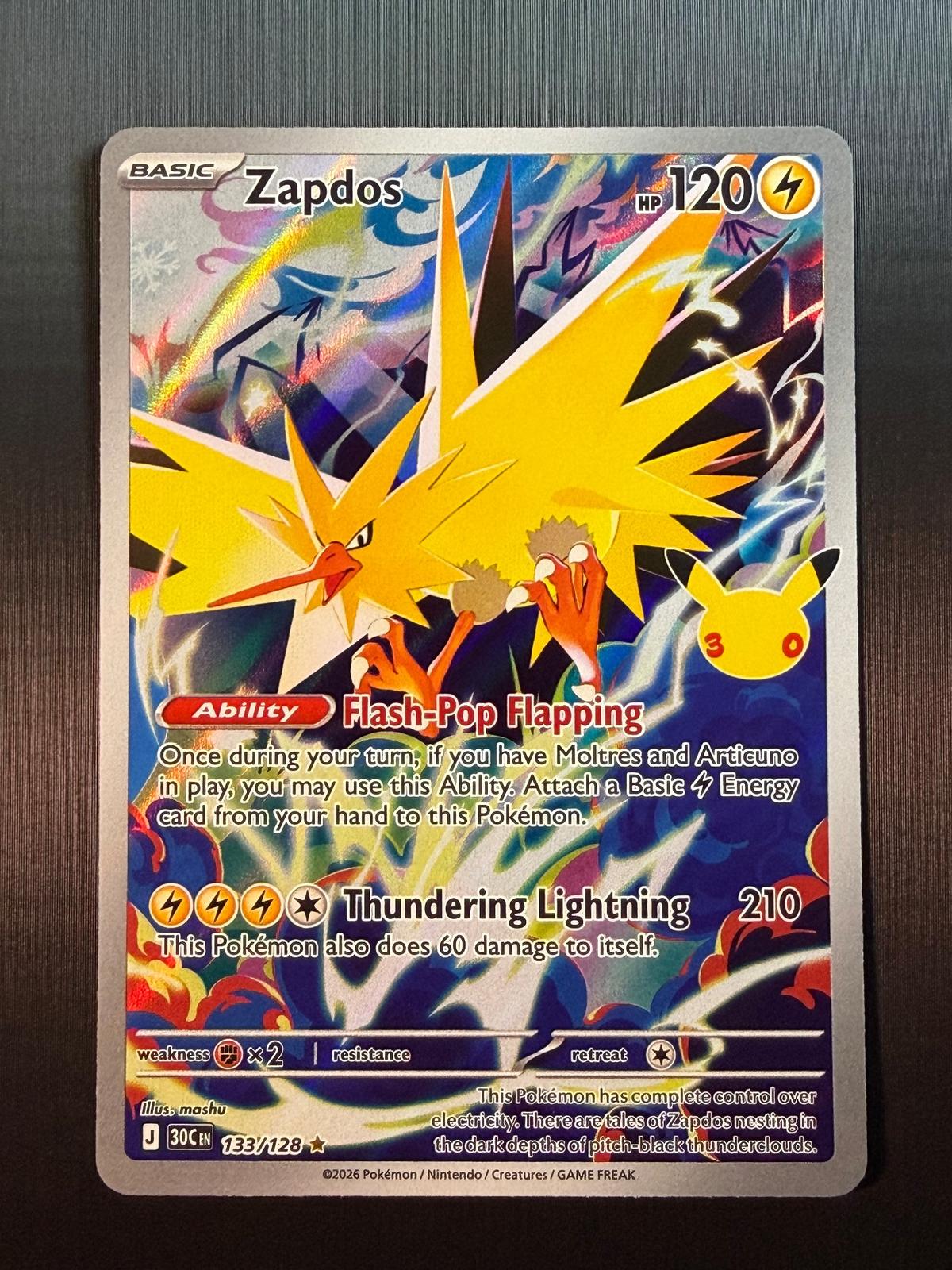 Pokemon ME: 30th Celebration #133/128 Zapdos Illustration Rare NM/MT