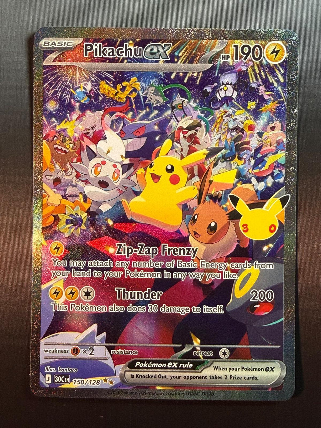 Pokemon ME: 30th Celebration #150/128 Pikachu ex Special Illustration Rare NM/MT