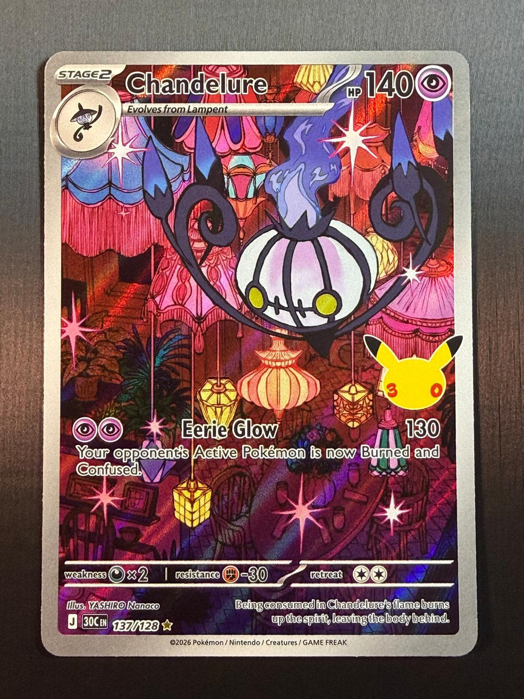 Pokemon ME: 30th Celebration #137/128 Chandelure Illustration Rare NM/MT
