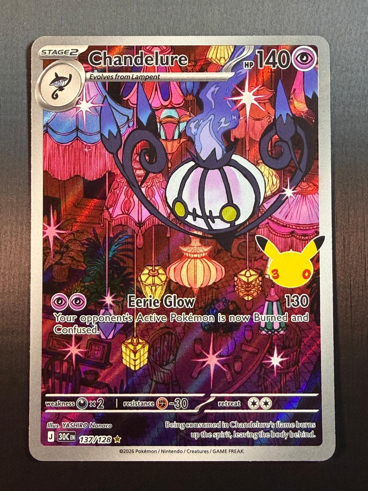 Pokemon ME: 30th Celebration #137/128 Chandelure Illustration Rare NM/MT