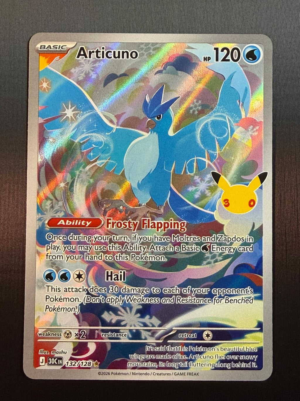 Pokemon ME: 30th Celebration #132/128 Articuno Illustration Rare NM/MT