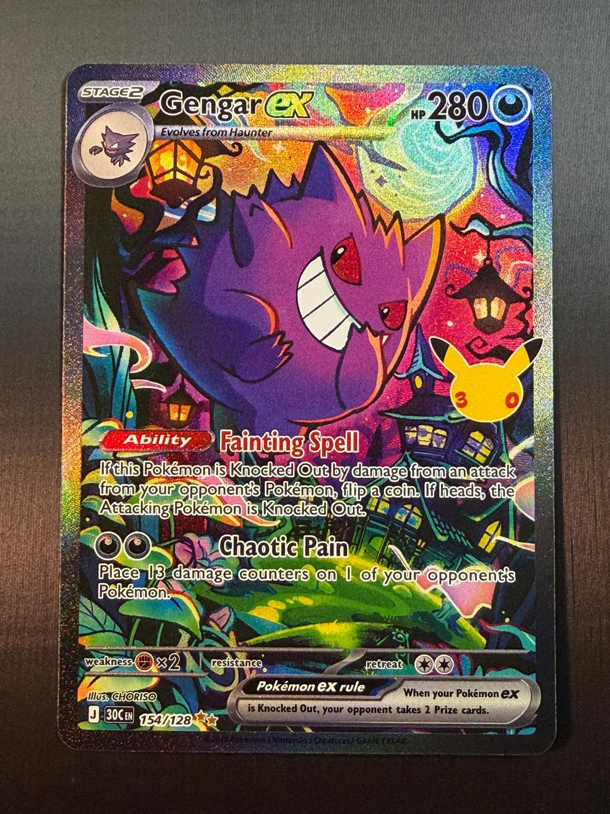 Pokemon 30th Celebration #154/128 Gengar ex Special Illustration Rare CENTERED